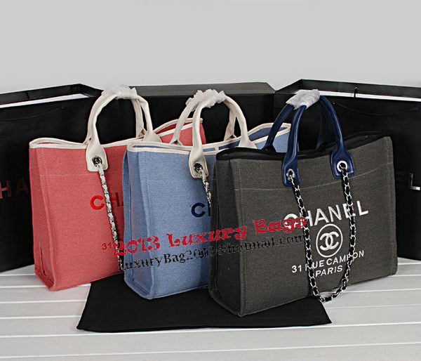 Chanel Medium Canvas Shopping Bag A67012 Light Blue Chanel Medium Canvas Shopping Bag A67012 Light Blue