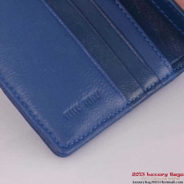 miu miu Matelasse Shiny Sheepskin Leather Wallet 8012 Blue miu miu Matelasse Shiny Sheepskin Leather Wallet 8012 Blue