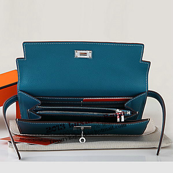 Hermes Kelly Original Saffiano Leather Bi-Fold Wallet A708 Medium Blue Hermes Kelly Original Saffiano Leather Bi-Fold Wallet A708 Medium Blue