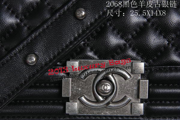 Boy Chanel Flap Shoulder Bag Sheepskin Leather CHA2068 Black