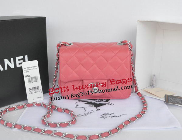 Chanel mini Classic Flap Bag Light Red Original Sheekskin 1115 Silver Chanel mini Classic Flap Bag Light Red Original Sheekskin 1115 Silver