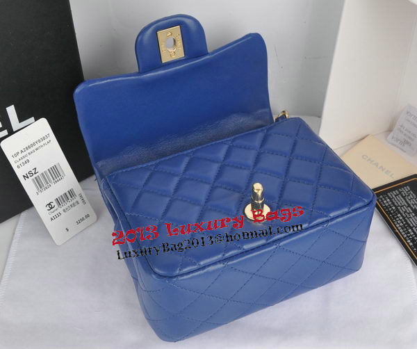 Chanel mini Classic Flap Bag Blue Original Sheekskin CHA1115 Gold Chanel mini Classic Flap Bag Blue Original Sheekskin CHA1115 Gold