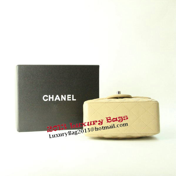Chanel mini Classic Flap Bag Apricot Leather 1115 Silver Chain Chanel mini Classic Flap Bag Apricot Leather 1115 Silver Chain