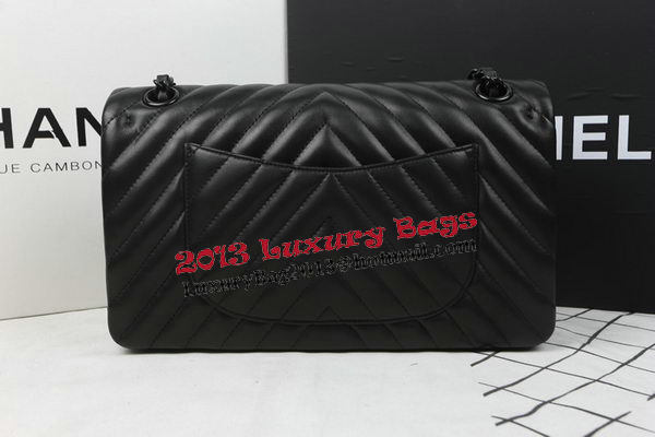 Chanel 2.55 Series Flap Bag Sheepskin Leather Chevron Quilting A1112 Black Chanel 2.55 Series Flap Bag Sheepskin Leather Chevron Quilting A1112 Black