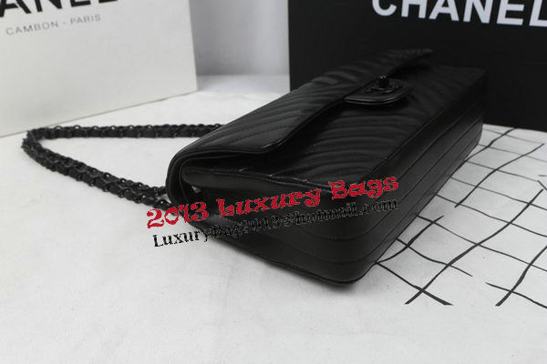 Chanel 2.55 Series Flap Bag Sheepskin Leather Chevron Quilting A1112 Black Chanel 2.55 Series Flap Bag Sheepskin Leather Chevron Quilting A1112 Black