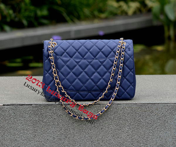 Chanel Jumbo Quilted Classic Flap Bag Blue Cannage Patterns A58600 Gold Chanel Jumbo Quilted Classic Flap Bag Blue Cannage Patterns A58600 Gold