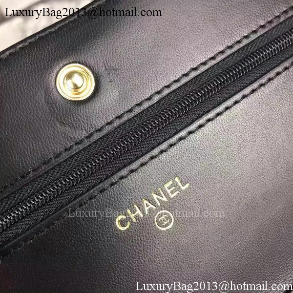Chanel WOC Flap Bag Original Black Camellia Leather A5373 Gold Chanel WOC Flap Bag Original Black Camellia Leather A5373 Gold