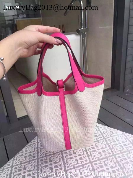 Hermes Picotin Lock 18cm Bag Canvas HPL8618T Rose Hermes Picotin Lock 18cm Bag Canvas HPL8618T Rose