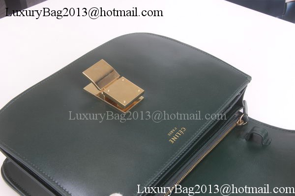Celine Classic Box Flap Bag Calfskin Leather C3369 Green Celine Classic Box Flap Bag Calfskin Leather C3369 Green