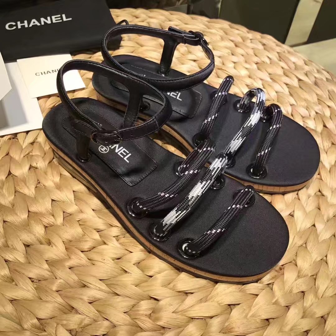 Chanel Sandal Leather CH2143 Black Chanel Sandal Leather CH2143 Black