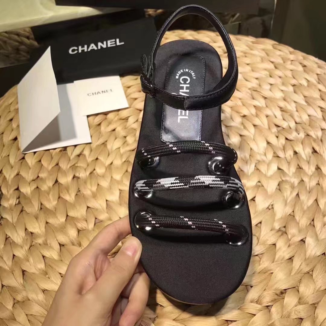 Chanel Sandal Leather CH2143 Black Chanel Sandal Leather CH2143 Black