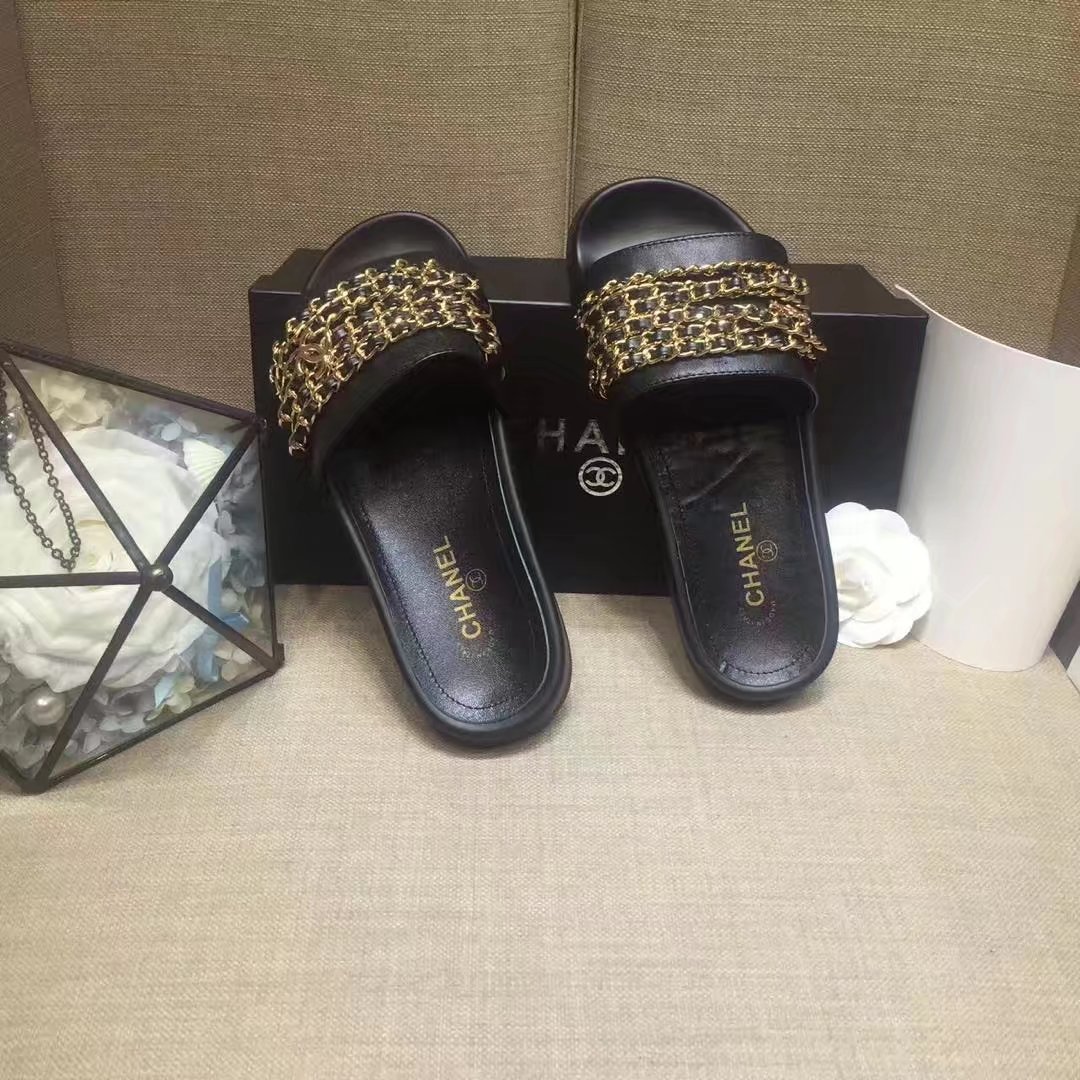 Chanel Slipper Leather CH2149 Black Chanel Slipper Leather CH2149 Black