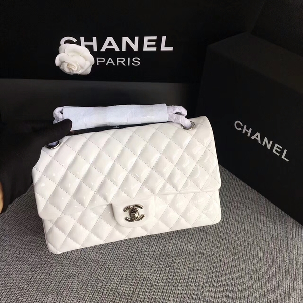 Chanel Flap Shoulder Bags White Original Patent Leather CF1112 Silver Chanel Flap Shoulder Bags White Original Patent Leather CF1112 Silver