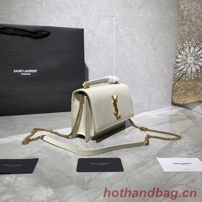 Yves Saint Laurent Calfskin Leather Shoulder Bag Y533036 White&gold-Tone Metal Yves Saint Laurent Calfskin Leather Shoulder Bag Y533036 White&gold-Tone Metal