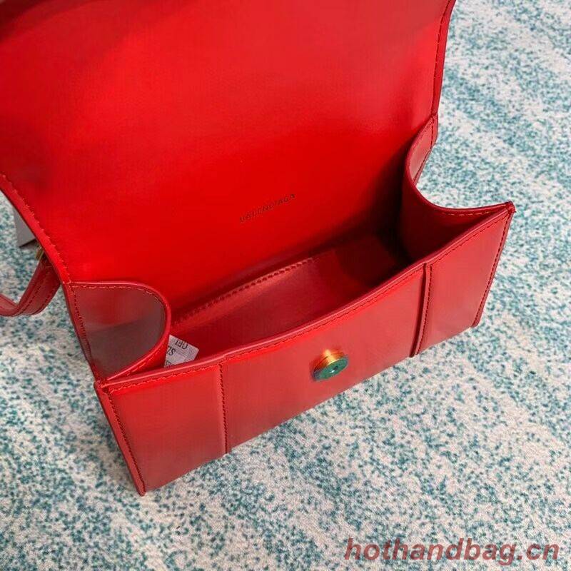 Balenciaga Hourglass XS Top Handle Bag shiny box calfskin 28331 red Balenciaga Hourglass XS Top Handle Bag shiny box calfskin 28331 red