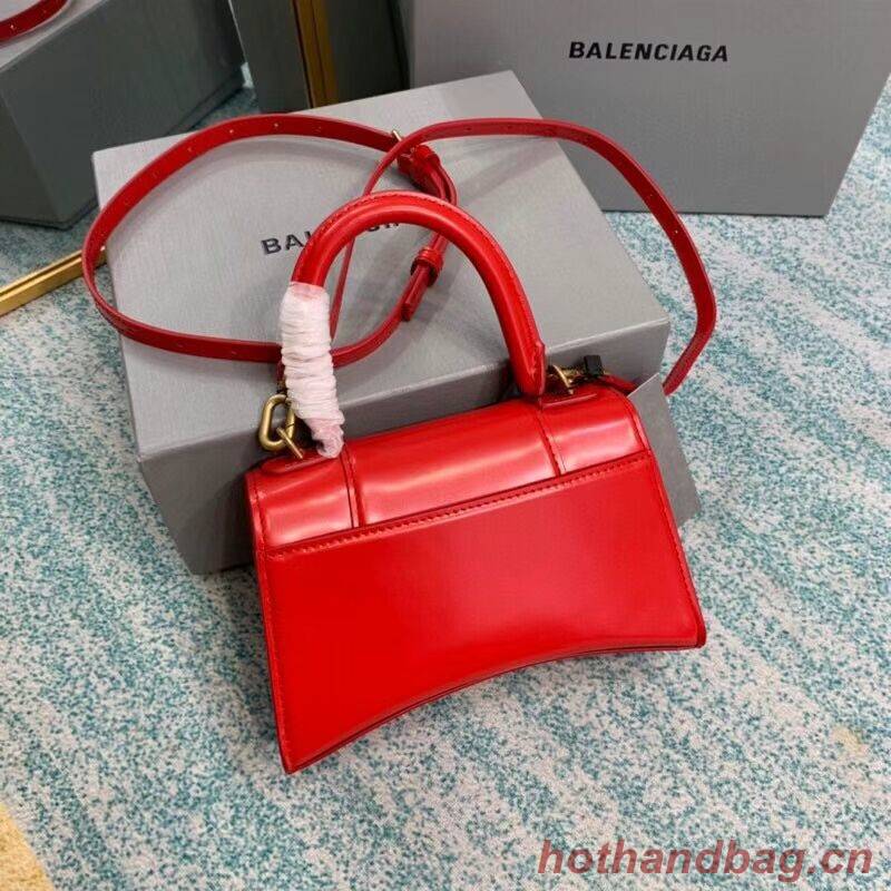 Balenciaga Hourglass XS Top Handle Bag shiny box calfskin 28331 red Balenciaga Hourglass XS Top Handle Bag shiny box calfskin 28331 red