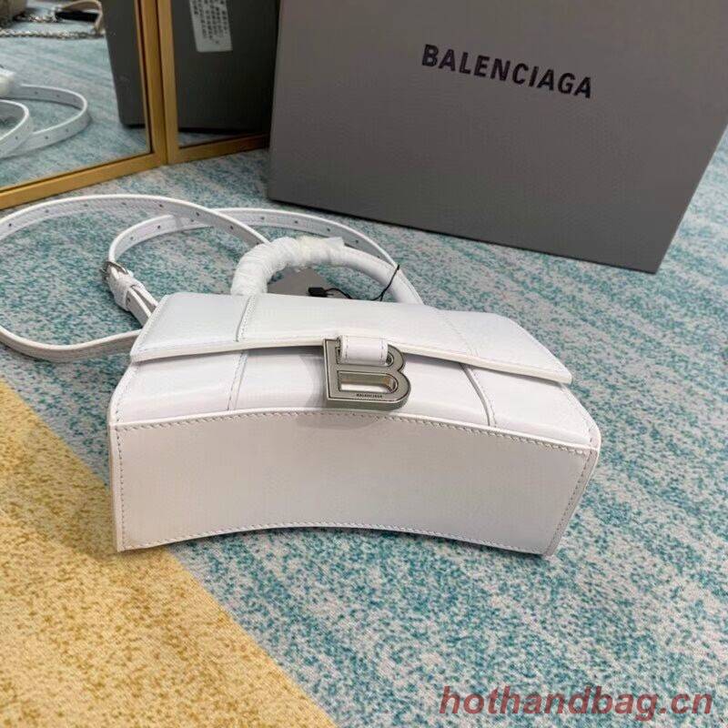 Balenciaga Hourglass XS Top Handle Bag shiny box calfskin 28331 white Balenciaga Hourglass XS Top Handle Bag shiny box calfskin 28331 white