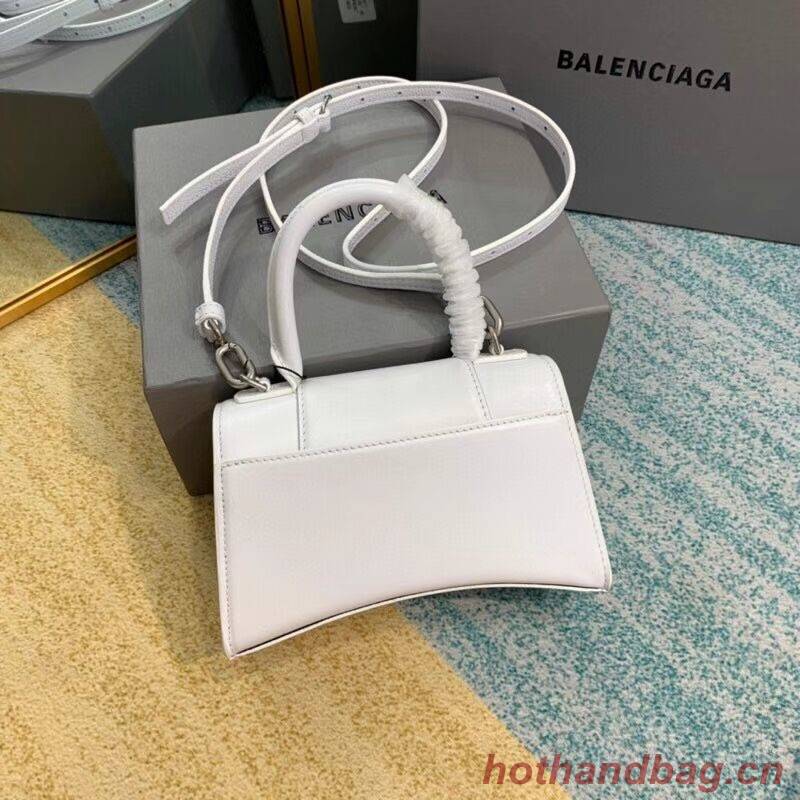 Balenciaga Hourglass XS Top Handle Bag shiny box calfskin 28331 white Balenciaga Hourglass XS Top Handle Bag shiny box calfskin 28331 white