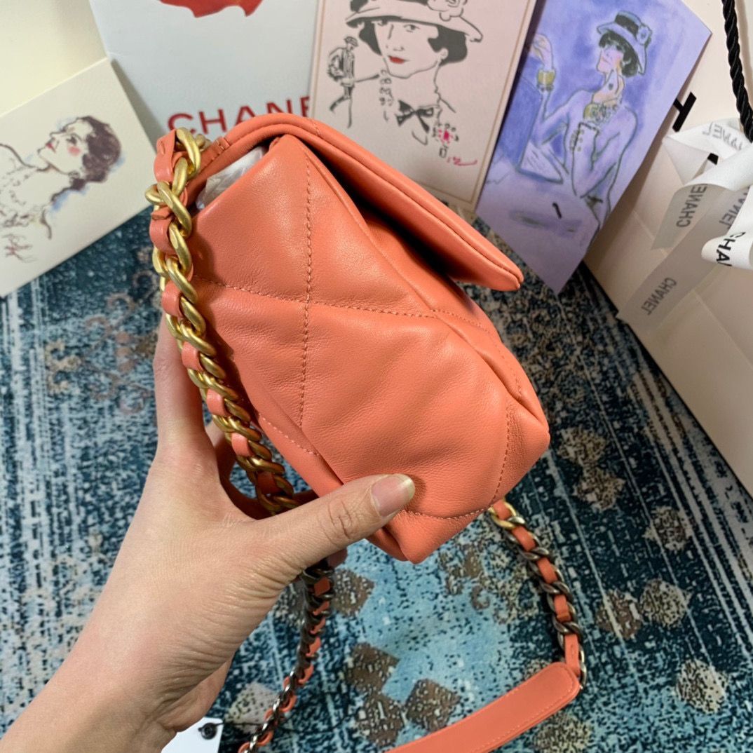 Chanel 19 flap bag Original Leather AS1160 AS1161 AS1162 Coral