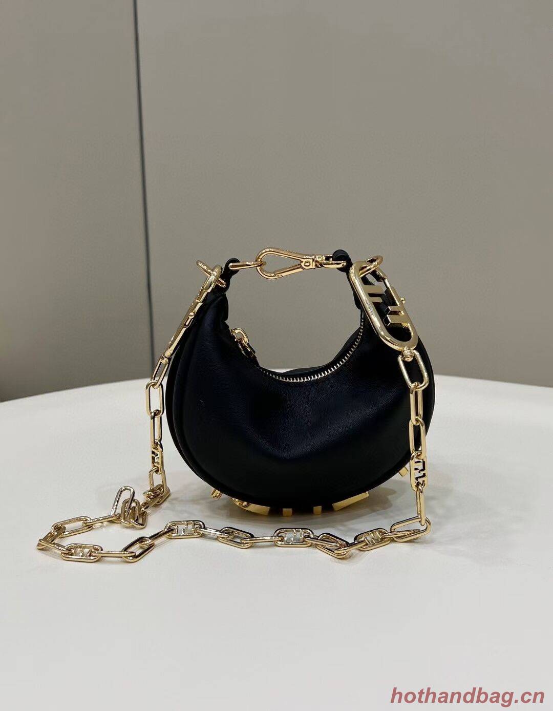 Fendi Nano Fendigraphy black leather charm 7AS089A Fendi Nano Fendigraphy black leather charm 7AS089A