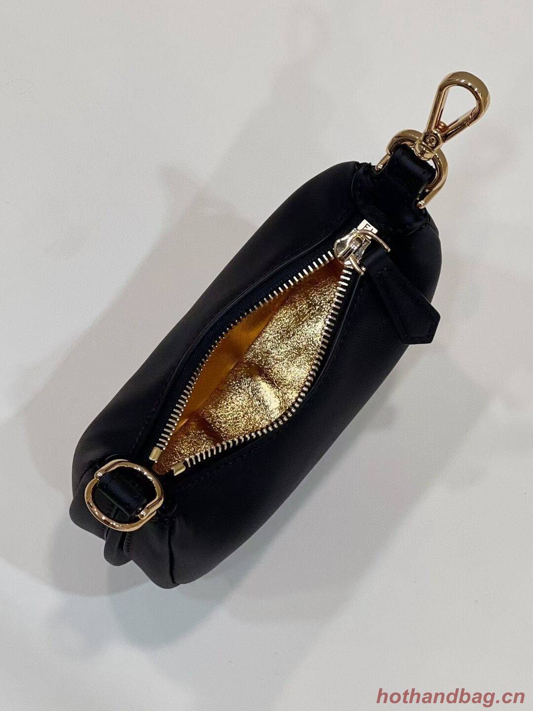Fendi Nano Fendigraphy black leather charm 7AS089A Fendi Nano Fendigraphy black leather charm 7AS089A