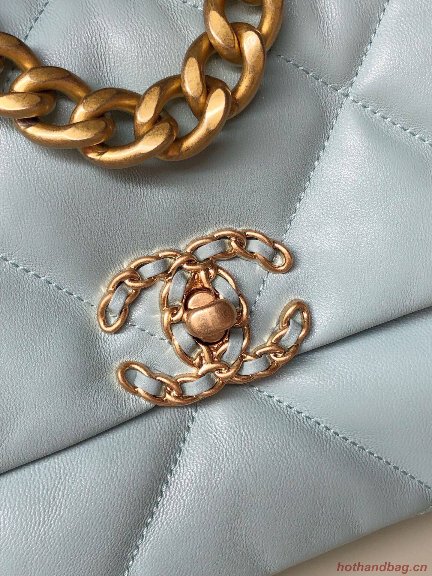 CHANEL Original Lambskin 19 Flap Bag AS1160 AS1161 light Blue CHANEL Original Lambskin 19 Flap Bag AS1160 AS1161 light Blue