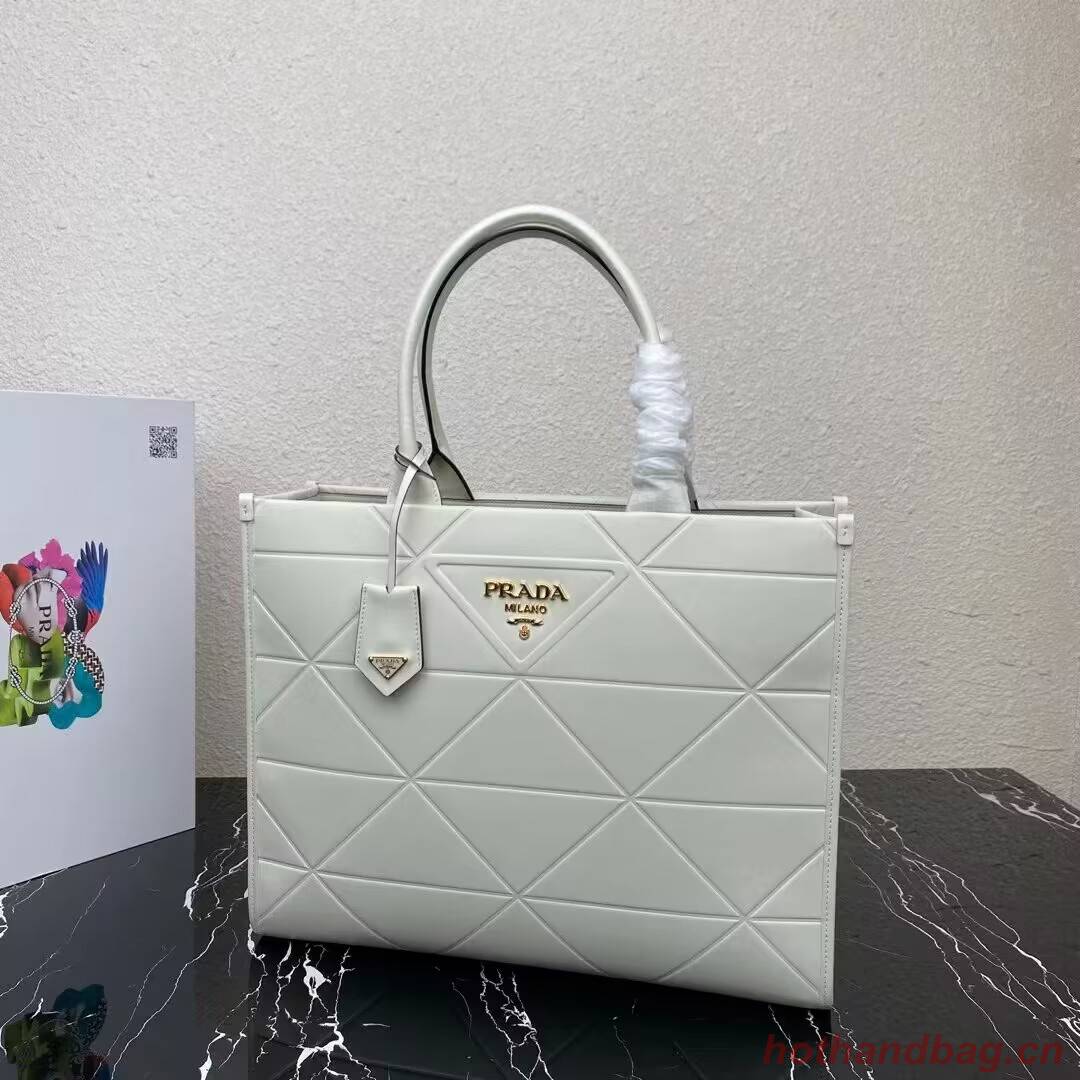 Prada Large leather Prada Symbole bag with topstitching 1BA377 WHITE Prada Large leather Prada Symbole bag with topstitching 1BA377 WHITE