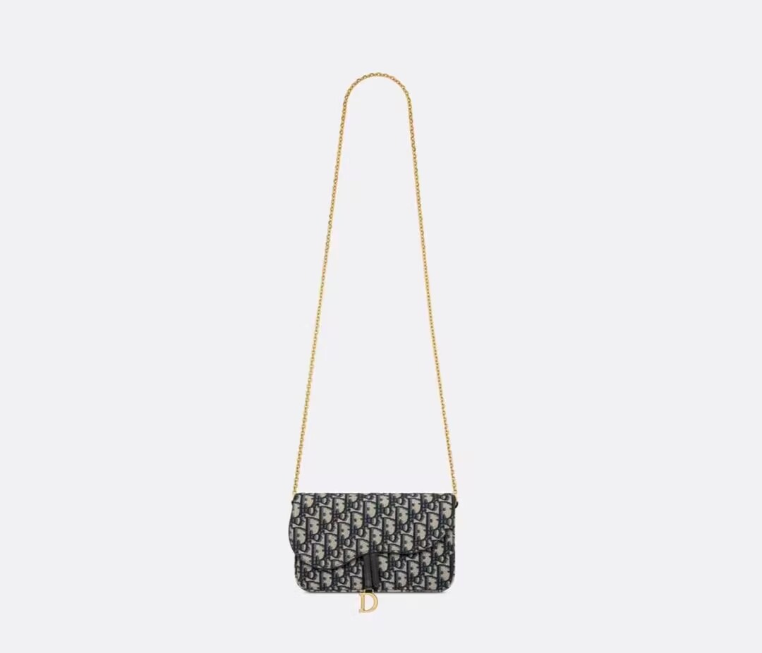 DIOR SADDLE POUCH WITH CHAIN Blue Dior Oblique Jacquard S5907CT DIOR SADDLE POUCH WITH CHAIN Blue Dior Oblique Jacquard S5907CT