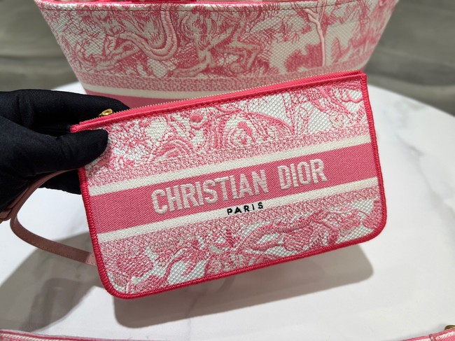 Dior HAT BASKET BAG Natural Multicolor Albero della Vita Embroider M1328CES rose