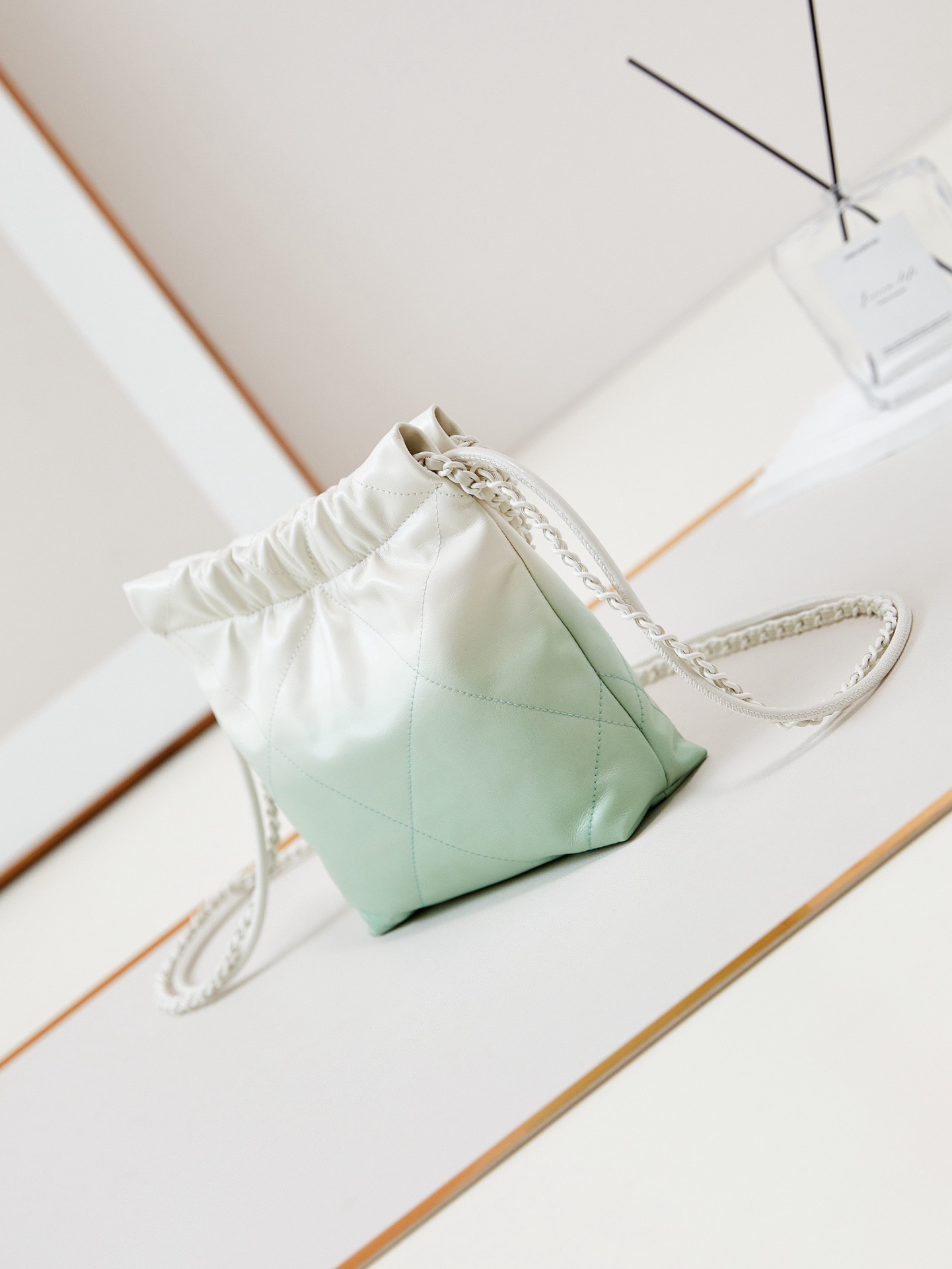 CHANEL 22 MINI HANDBAG AS3980 White & Light green CHANEL 22 MINI HANDBAG AS3980 White & Light green