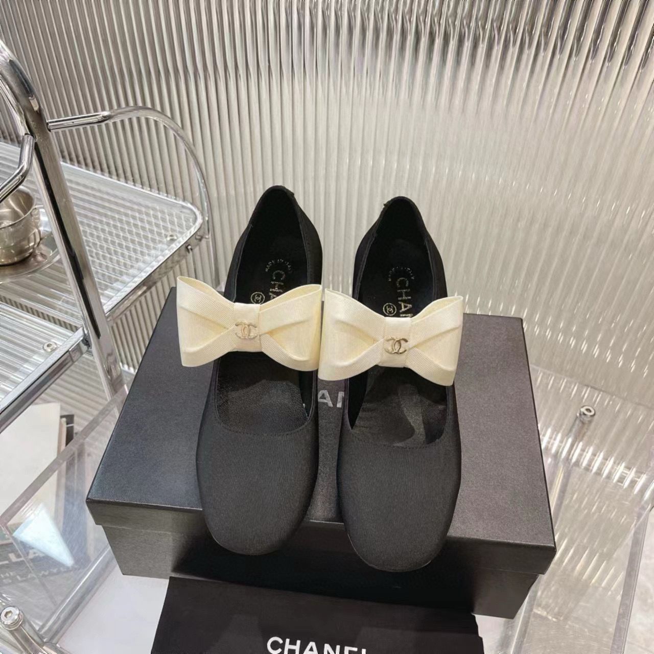 Chanel 24C Bow Mary Jane Shoes Original Calf Leather 55MM Heels C85923 Black Chanel 24C Bow Mary Jane Shoes Original Calf Leather 55MM Heels C85923 Black