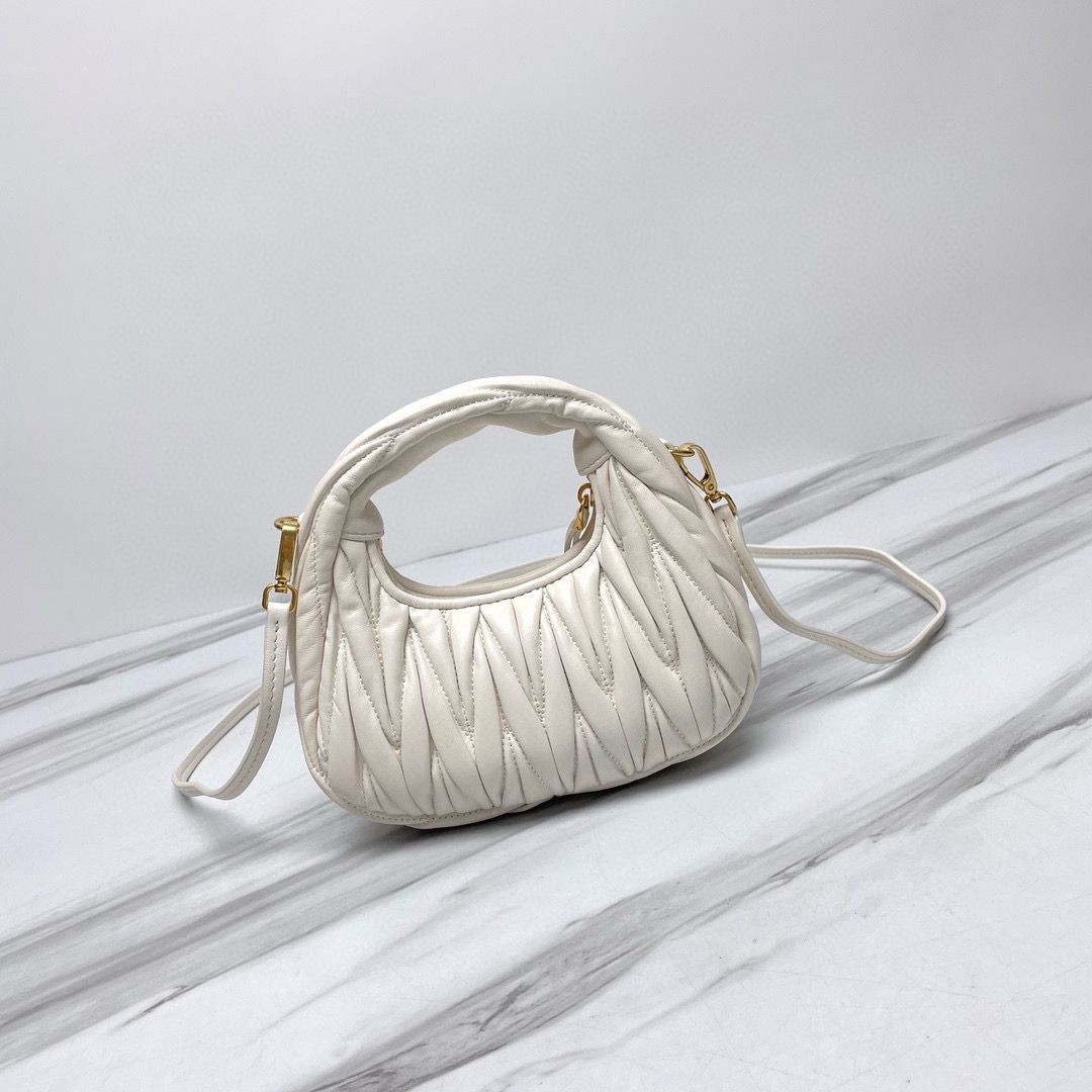 Miu Miu Wander Matelasse Original Sheepskin Mini Bag 5BP078 White Miu Miu Wander Matelasse Original Sheepskin Mini Bag 5BP078 White
