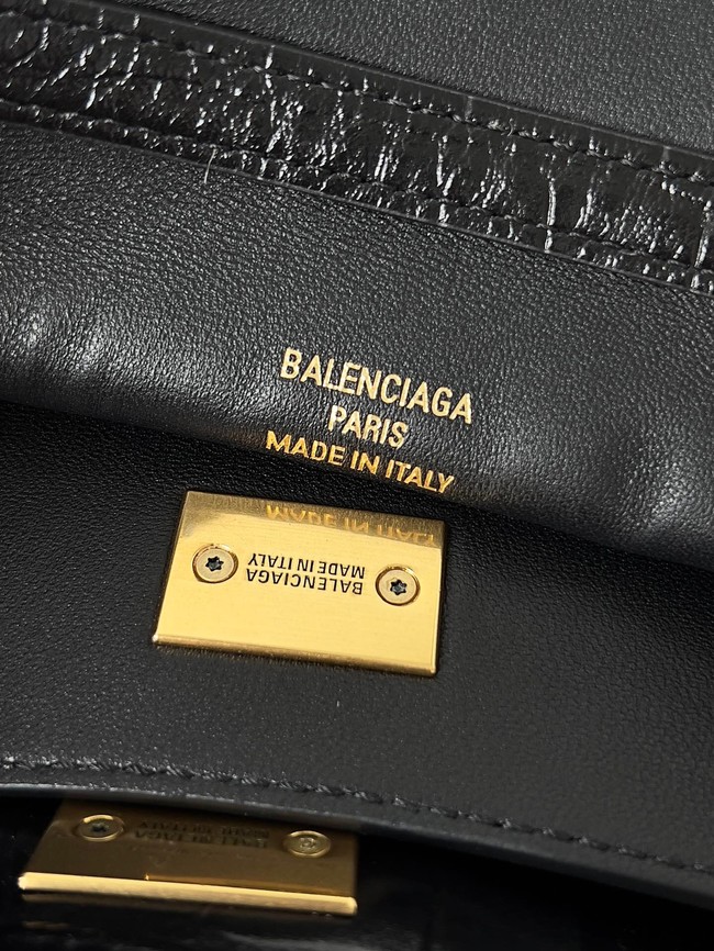 Balenciaga Rodeo Handbag crocodile skin 795457 black&gold
