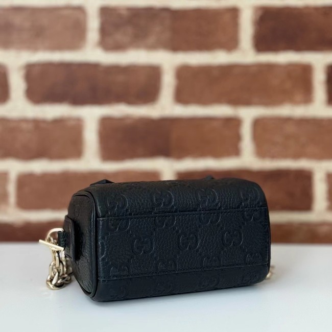 GUCCI GG EMBLEM SMALL BOSTON BAG 815256 BLACK