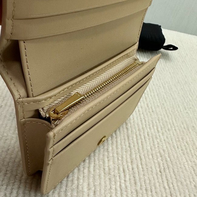 Celine TRIOMPHE COMPACT WALLET IN SHINY CALFSKIN 10K623 CAPPUCCINO