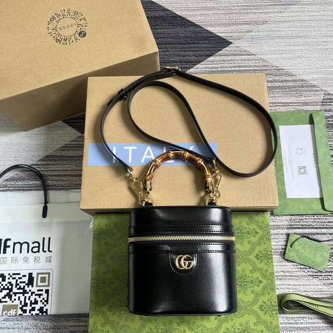 GUCCI MINI VANITY BAG WITH BAMBOO HANDLE 760200 black