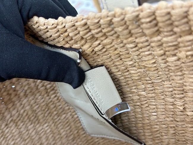 CHLOE Woven Raffia Slit Mini Tote Bag 11265 white