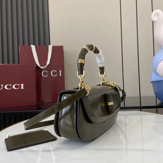 GUCCI BAMBOO DIVA MEDIUM BAG 827750 Forest green