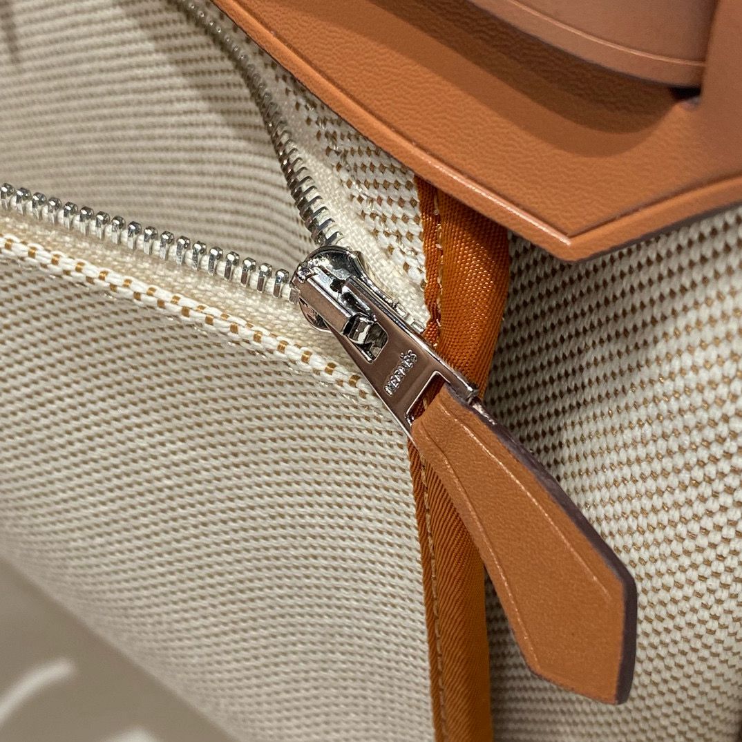 Hermes Herbag 31CM Original Canvas Print Leather & Calfskin 48887 Cream&Brown Hermes Herbag 31CM Original Canvas Print Leather & Calfskin 48887 Cream&Brown
