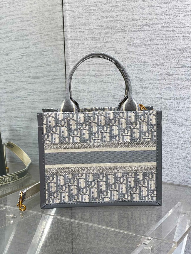 Small Dior Book Tote Dior Oblique Embroidery and Calfskin M1325CZ-3