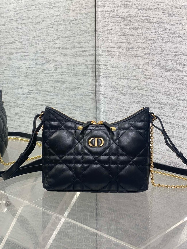 Miss Caro Diorling Mini Bag with Chain Black Macrocannage Lambskin S5253U