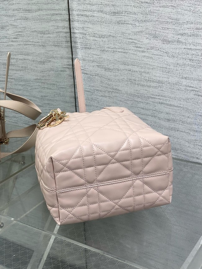 Small Dior Toujours Vertical Tote Bag Macrocannage Crinkled Calfskin M2835 pink