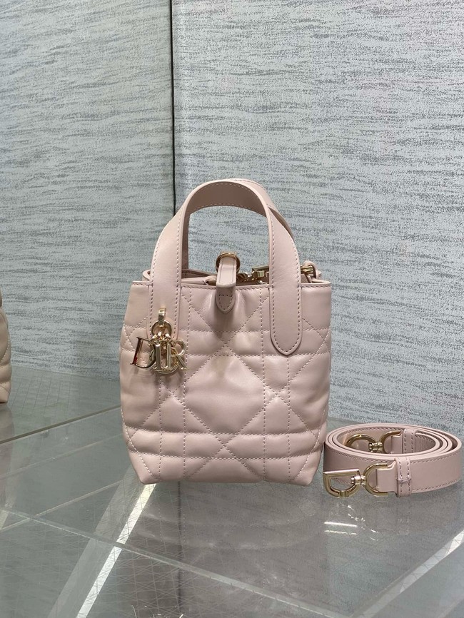 Dior Toujours Vertical Nano Tote Bag Macrocannage Calfskin S6100 pink