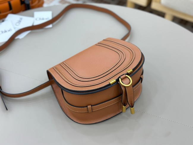 Chloe Grained Calfskin MARCIE saddle bag 31054 brown