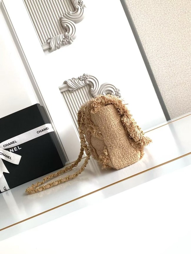CHANEL small Flap Bag AS0001 Apricot