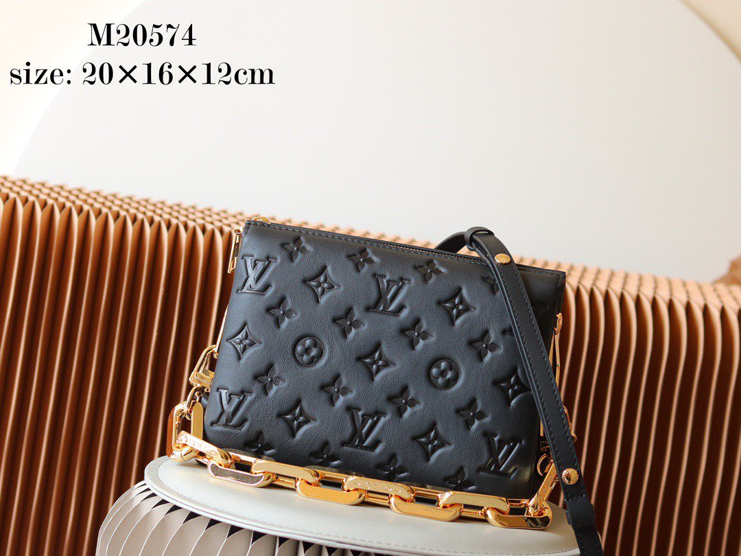 Louis Vuitton Original Leather SKI Coussin BB M20547 Black Gold-Tone Louis Vuitton Original Leather SKI Coussin BB M20547 Black Gold-Tone