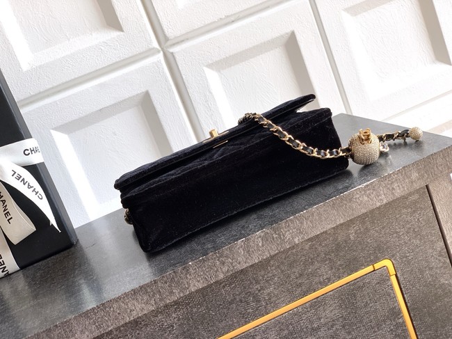 Chanel velvet Wallet On Chain AP1450 black