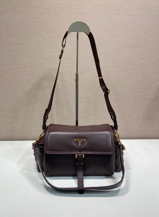 Prada Route medium leather tote bag 1BD394 wine red