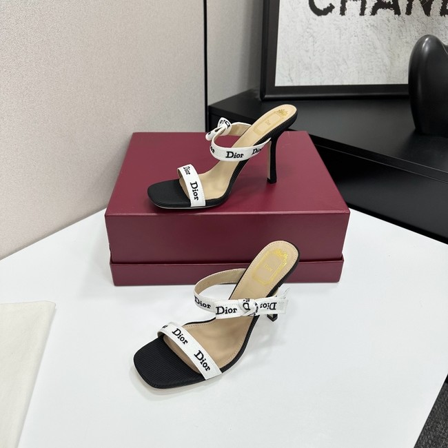 Dior Heeled Sandal with JAdior Straps Embroidered Cotton KCO538NV-5