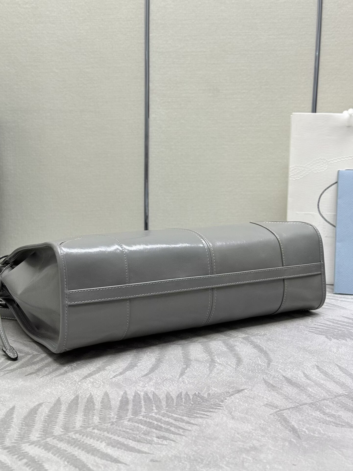 Prada Bonnie Leather Tote Bag 1BA433 Gray Prada Bonnie Leather Tote Bag 1BA433 Gray